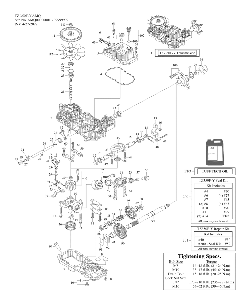Transmission (Rh) Diagram and Parts List for ZT2-60KH (17ASEAC5A10)(2022) Cub Cadet Lawn Tractor